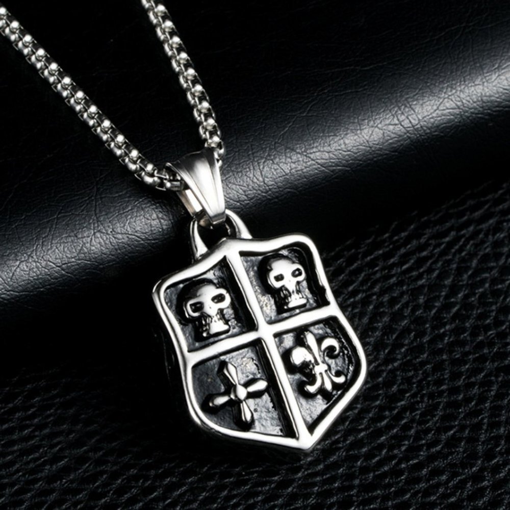 ❤️Stainless steel punk skull pendant necklace for women/men, N90201P181